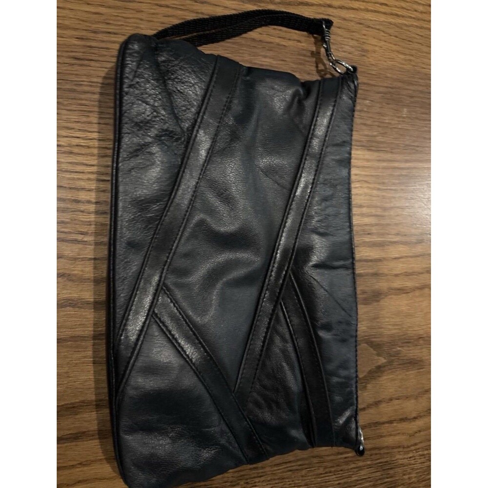 Vintage Genuine Leather Black Clutch Handbag Purse